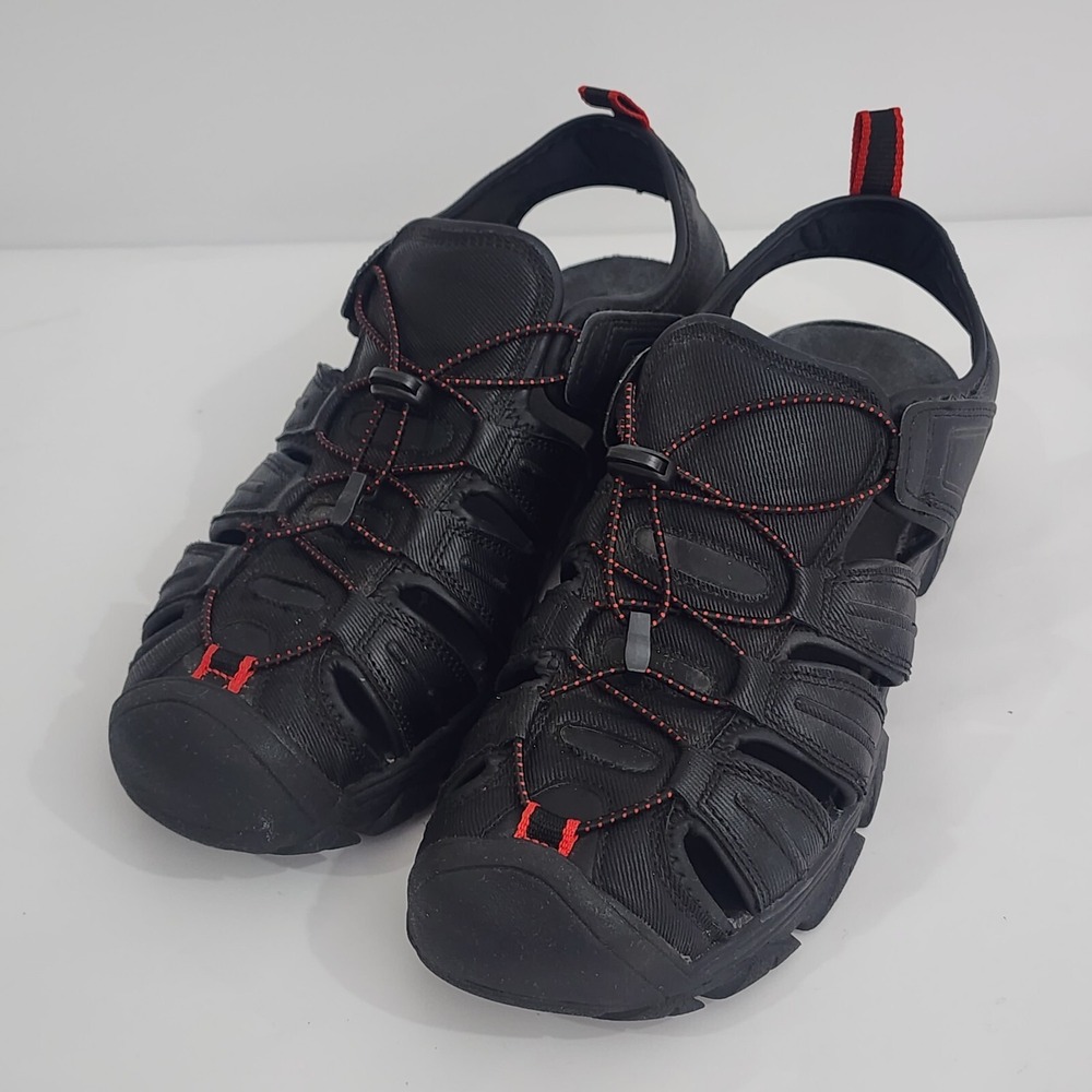 175 London Fog‎ EST 1923 Men's Black Red Fisherman Sport Sandals Size 12 M
